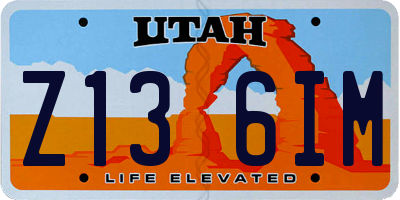 UT license plate Z136IM