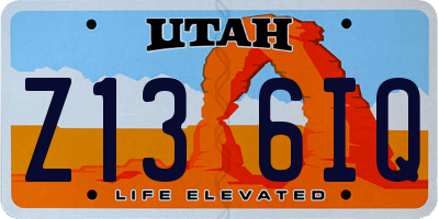 UT license plate Z136IQ