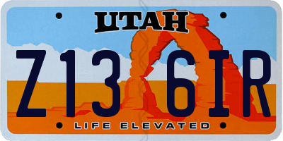 UT license plate Z136IR
