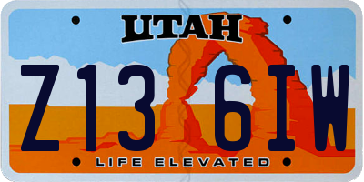 UT license plate Z136IW