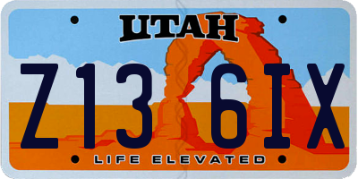 UT license plate Z136IX