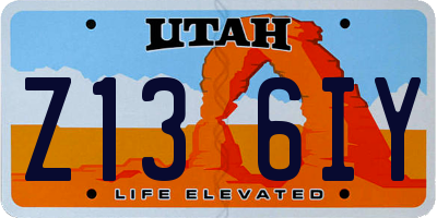 UT license plate Z136IY