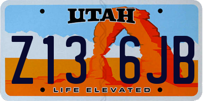 UT license plate Z136JB