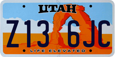 UT license plate Z136JC