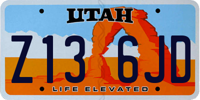 UT license plate Z136JD