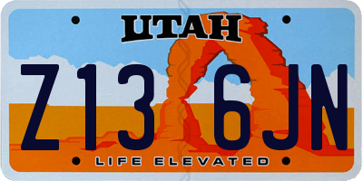 UT license plate Z136JN