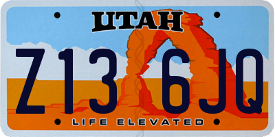UT license plate Z136JQ