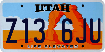 UT license plate Z136JU