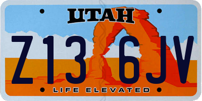 UT license plate Z136JV