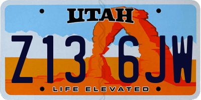 UT license plate Z136JW