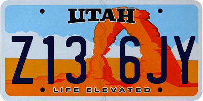 UT license plate Z136JY