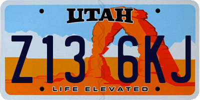 UT license plate Z136KJ