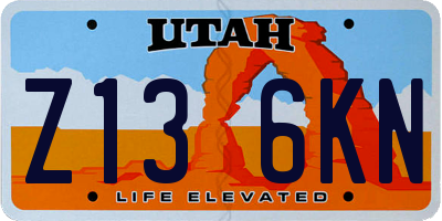 UT license plate Z136KN