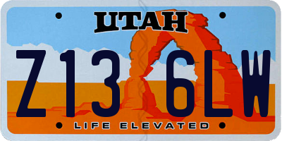 UT license plate Z136LW