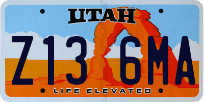 UT license plate Z136MA