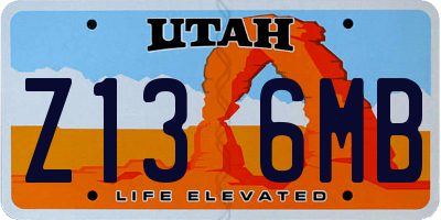 UT license plate Z136MB