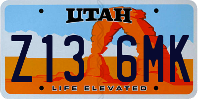 UT license plate Z136MK