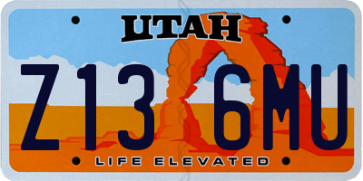 UT license plate Z136MU