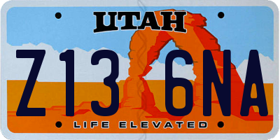 UT license plate Z136NA