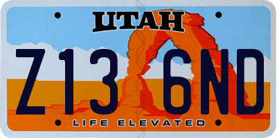 UT license plate Z136ND