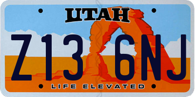 UT license plate Z136NJ