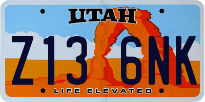 UT license plate Z136NK