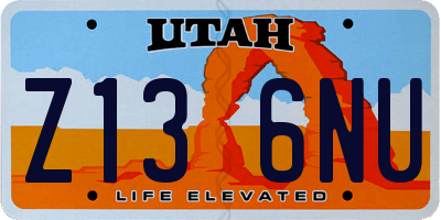 UT license plate Z136NU