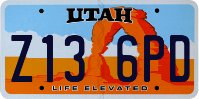 UT license plate Z136PD