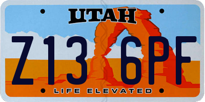 UT license plate Z136PF
