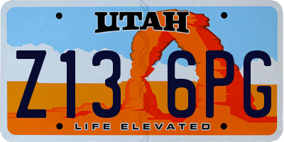 UT license plate Z136PG