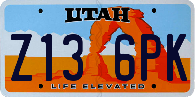 UT license plate Z136PK