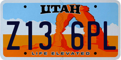 UT license plate Z136PL
