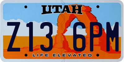 UT license plate Z136PM
