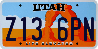 UT license plate Z136PN