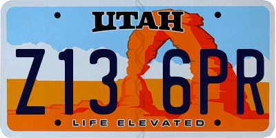 UT license plate Z136PR