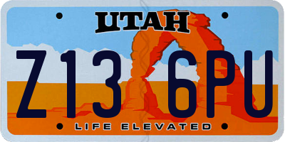 UT license plate Z136PU