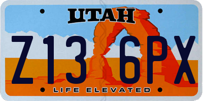 UT license plate Z136PX