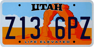UT license plate Z136PZ