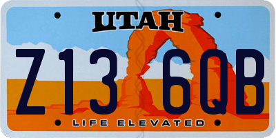 UT license plate Z136QB