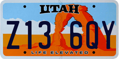 UT license plate Z136QY