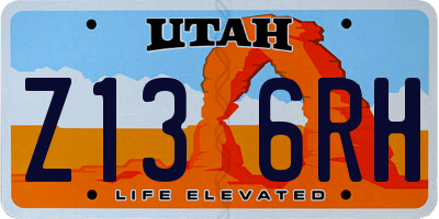 UT license plate Z136RH