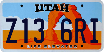 UT license plate Z136RI