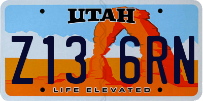 UT license plate Z136RN