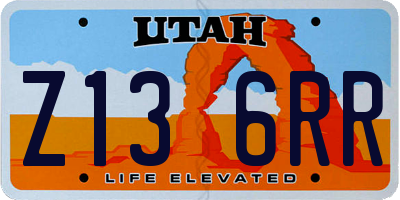 UT license plate Z136RR
