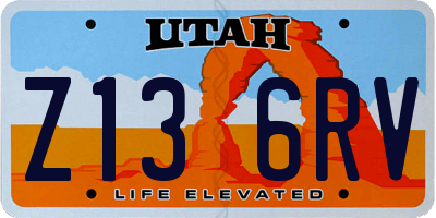 UT license plate Z136RV
