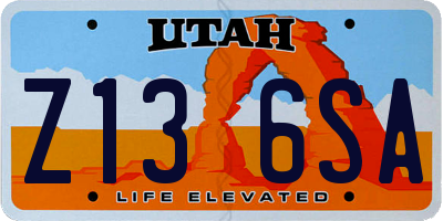 UT license plate Z136SA