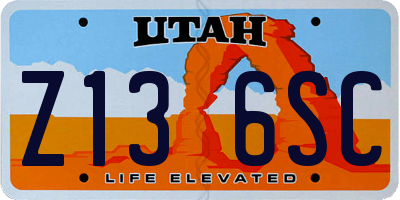 UT license plate Z136SC