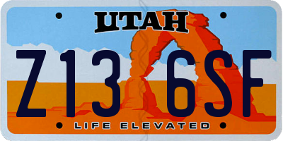 UT license plate Z136SF