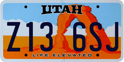 UT license plate Z136SJ