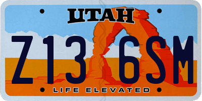 UT license plate Z136SM
